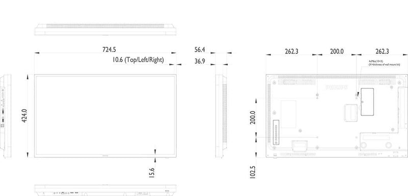 Philips 32BDL4050D - Technical Drawing