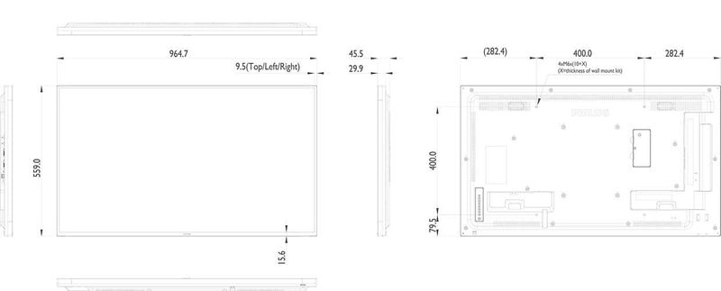 Philips 43BDL4050D - Technical Drawing
