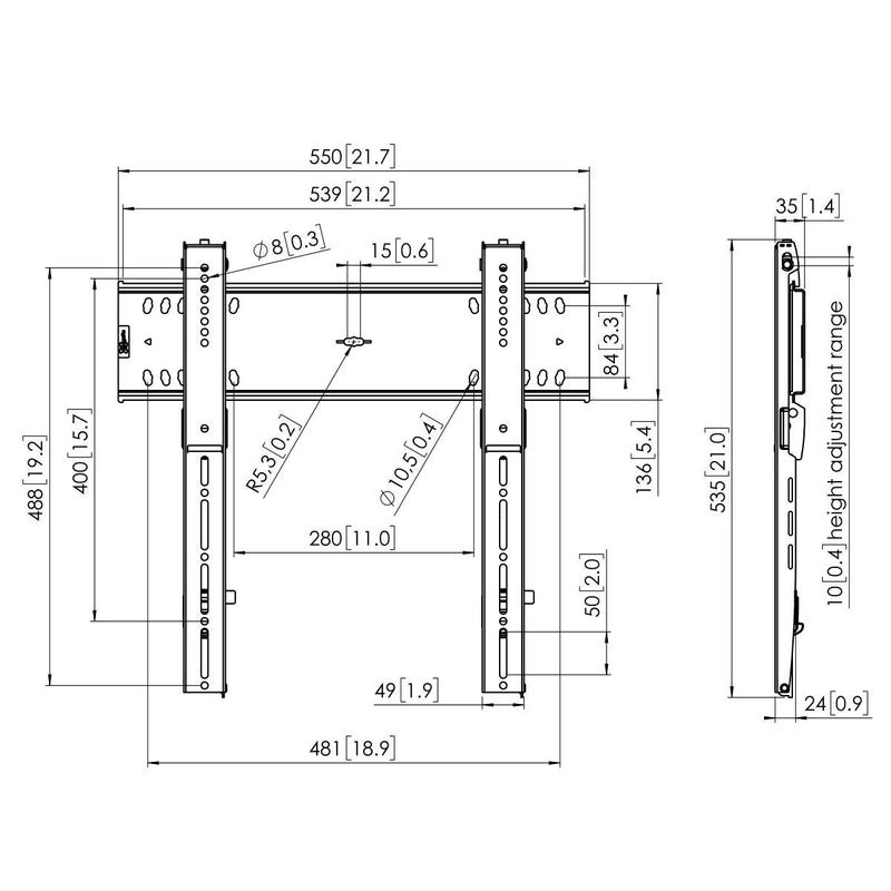 Vogel's - PFW 6400 Display Flat Wall Mount - Technical Drawing