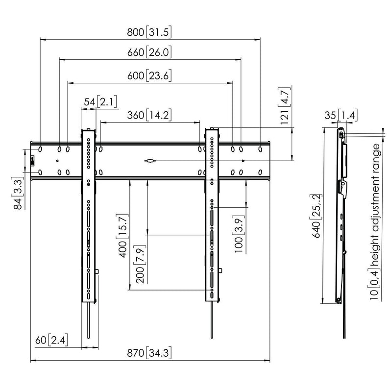 Vogel's - PFW 6800 Display Flat Wall Mount - Technical Drawing