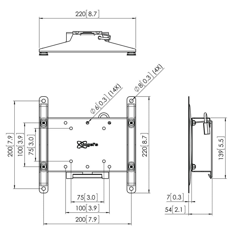 Vogel's PFW 4210 Display Tilt Wall Mount - Technical Drawing