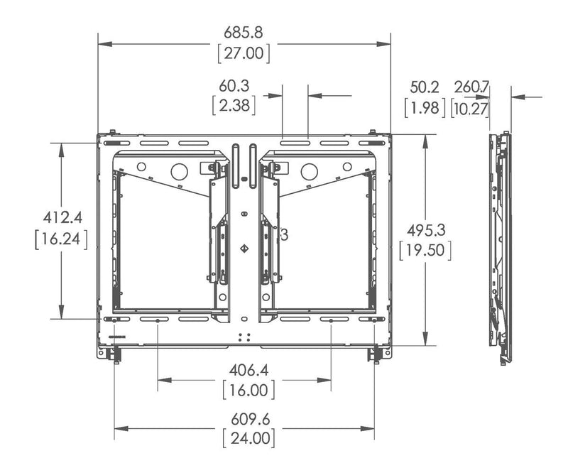 Vogel's - PFW 6880 Video Wall Pop-Out Mount - Technical Drawing