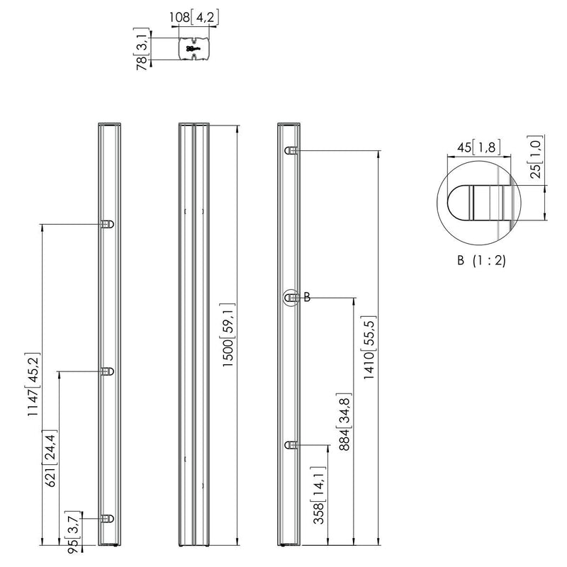 Vogel's Fixed Floor Mount Solution - Technical Drawing